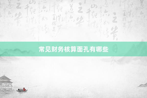 常见财务核算面孔有哪些